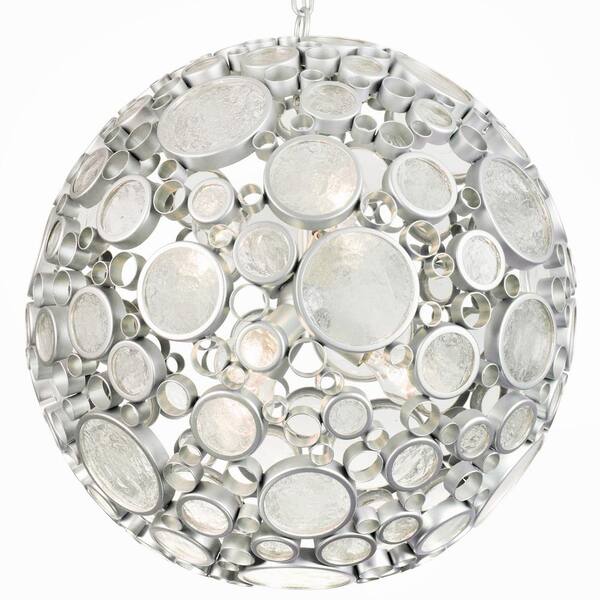 Varaluz Fascination 6-Light Metallic Silver Orb Pendant with Recycled Clear Glass
