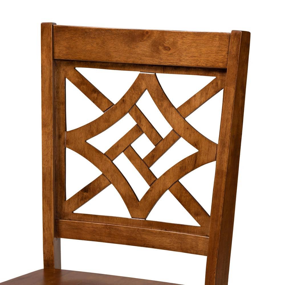 Nicolette Walnut Brown Wood 7-Piece Dining Set with Geometric Cut-Out Chairs