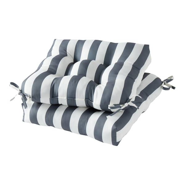 Greendale Home Fashions Square Tufted Outdoor Seat Cushionin Canopy Stripe Gray (2-Pack)