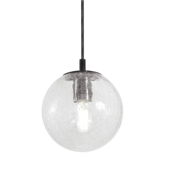 AFX Palla 60-Watt 1 Light Pendant Light Black with Frosted Glass Shade