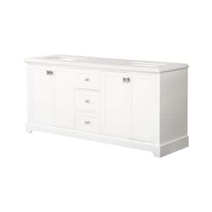 72 in. W x 22.3 in. D x 33.9 in. H Double Sink Freestanding Bathroom Vanity in White with White Marble Countertop