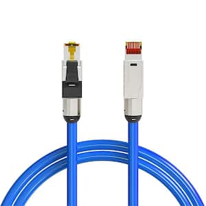 100 ft. Blue Cat 8 CMR 22 AWG Ethernet Patch Cable - 2000MHz 40GB Individual Electro-Magnetic Tinned Copper Braid Shield