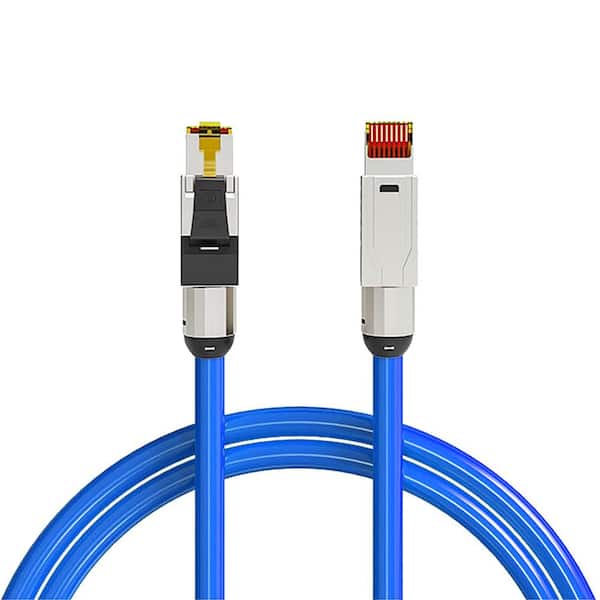Syston Cable Technology 170 ft. Blue Cat 8 CMR 22 AWG Ethernet Patch Cable - 2000MHz 40GB Solid Bare Copper with Tinned Copper Braid Shielding