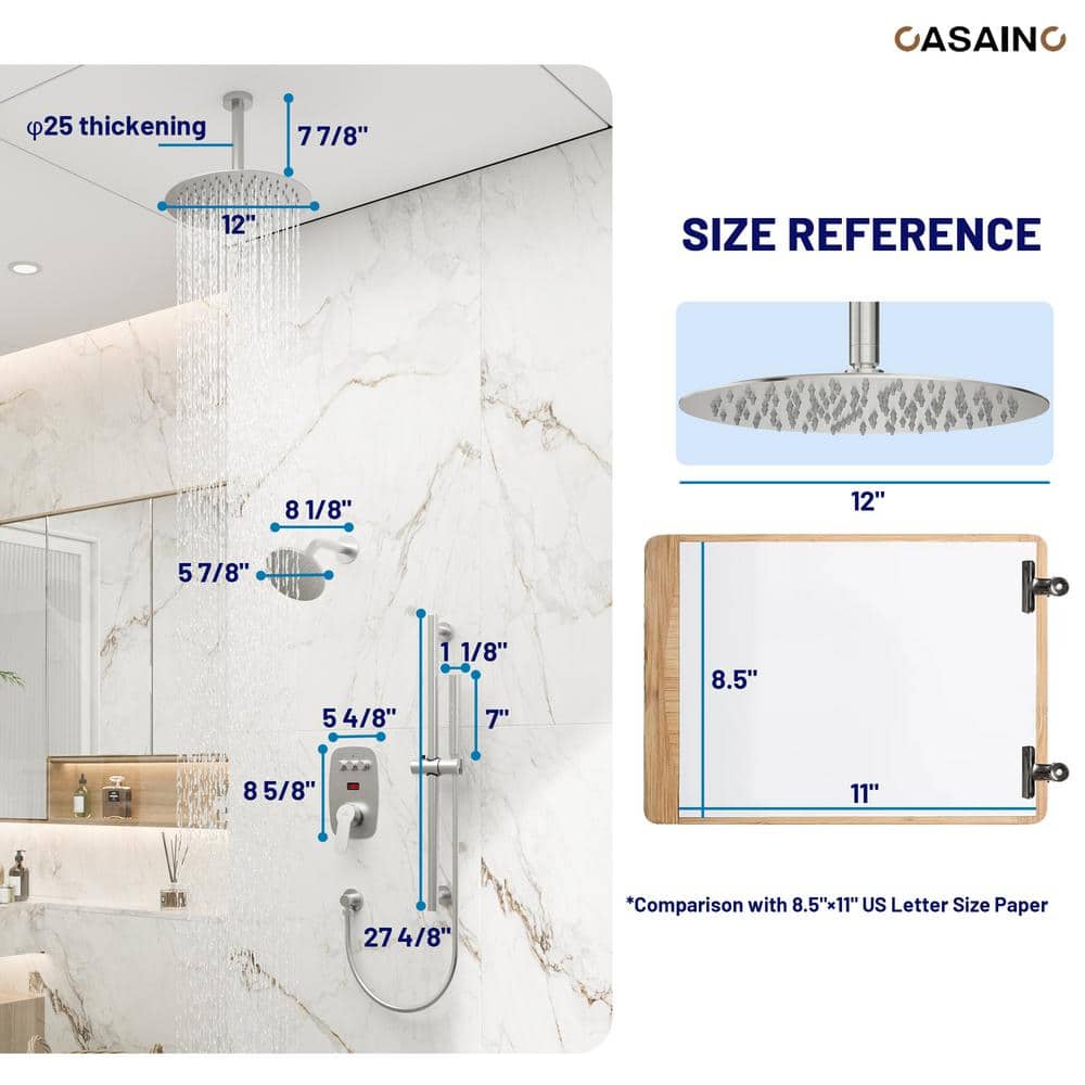 Brushed Nickel Dual Showerhead System with Digital Display