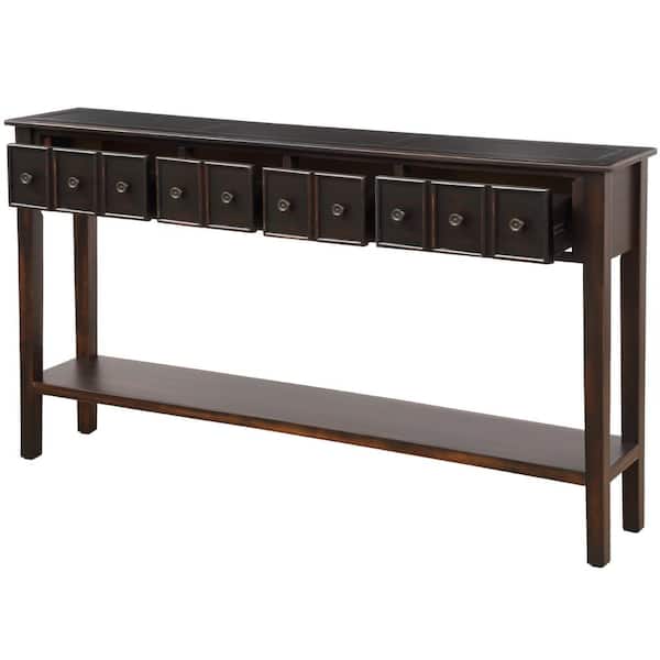 60.03 in. W x 11.02 in. D x 34 in. H Bathroom Black Linen Cabinet