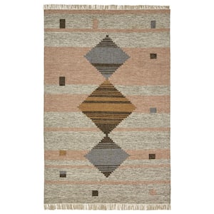 Bernadette Vanilla Cream 5 ft. x 8 ft. Loomed Geometric Cotton Wool Rectangle Area Rug