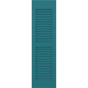 Americraft 12 in. W x 71 in. H 2-Equal Louver Exterior Real Wood Shutters Pair in Antigua
