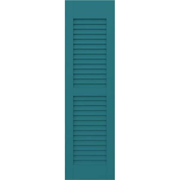 Ekena Millwork 15 in. W x 74 in. H Americraft 2 Equal Louver Exterior Real Wood Shutters Per Pair in Antigua