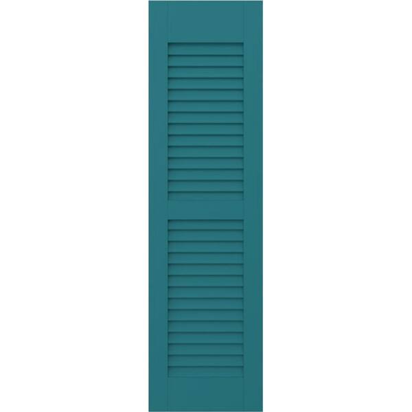 Ekena Millwork Americraft 18 in. W x 45 in. H 2-Equal Louver Exterior Real Wood Shutters Pair in Antigua