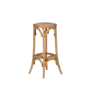 Posy 30 in. Natural Brown Backless Wood Bar Stool with Rattan Seat