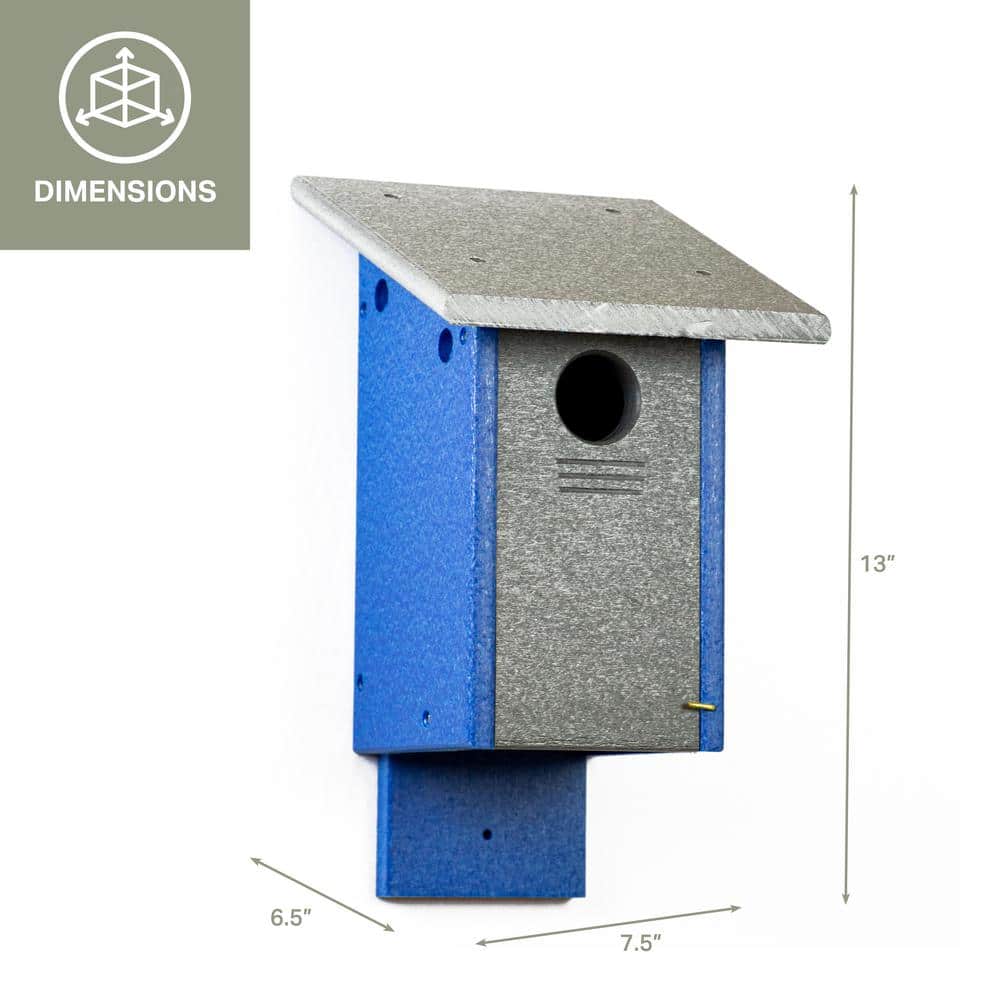 Blue and Gray Recycled Plastic Bird House