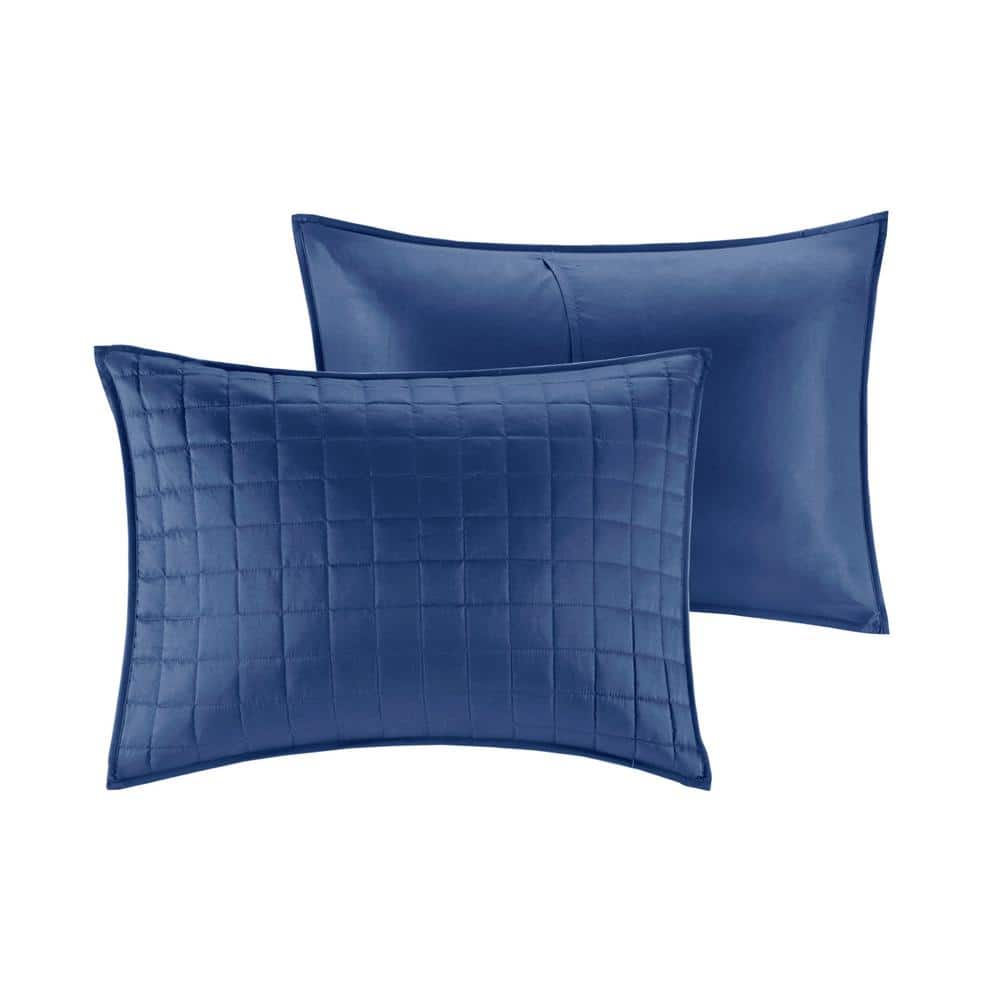 Navy and White King Microfiber Reversible 8-Piece Bedding Set