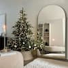 LuxHomez 32 in. W x 71 in. H Oversized Arch Wood Full Length Black Wall Mounted Standing Mirror Floor Mirror GGI-AWMBK-9
