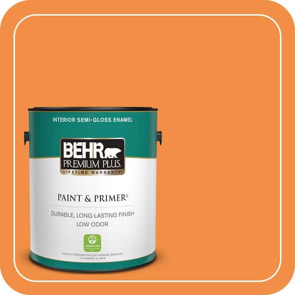 BEHR PREMIUM PLUS 1 gal. #260B-7 Bird of Paradise Semi-Gloss Enamel Low Odor Interior Paint & Primer