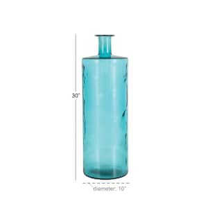 30 in. Teal Spanish Recycled Glass Decorative Vase