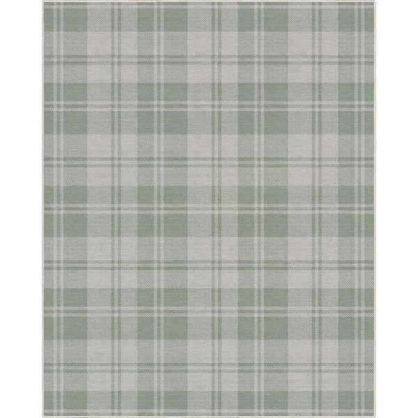 Well Woven Green 7 ft. 7 in. x 9 ft. 10 in. Apollo Plaid Farmhouse Geometric Area Rug