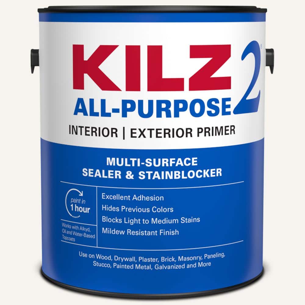 KILZ 2 Interior/Exterior Multi-Surface Primer, Sealer & Stainblocker, White, Water-Based - New Look, Same Trusted Formula