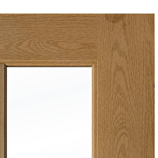 DIY Faux Pivot 36 x 79 in. 6-Lite Right-Hand Clear Glass Bourbon Stain Fiberglass Front Door Kit w/ Quick Assemble Jamb