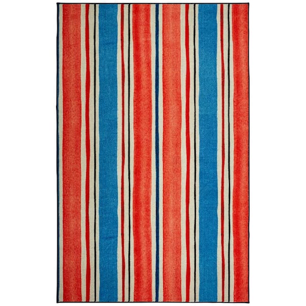 Mohawk Home Coastal Stripe Red 5 ft. x 8 ft. Area Rug