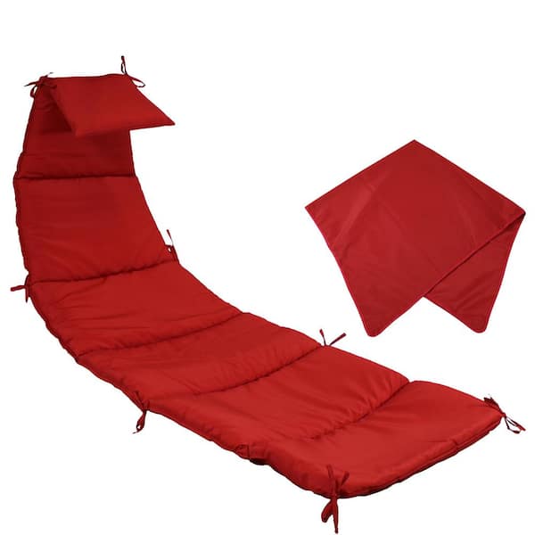 null 27 in. x 88.5 in. Replacement Outdoor Chaise Lounge Cushion with Umbrella in Red