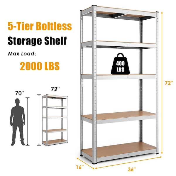 Heavy Duty Storage Racking 5 Tier Shelving Boltless Metal for Garage Industrial