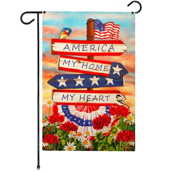G128 1 ft. x 1.5 ft. America My Home My Heart 2-Sided Garden Flag Printed Blockout