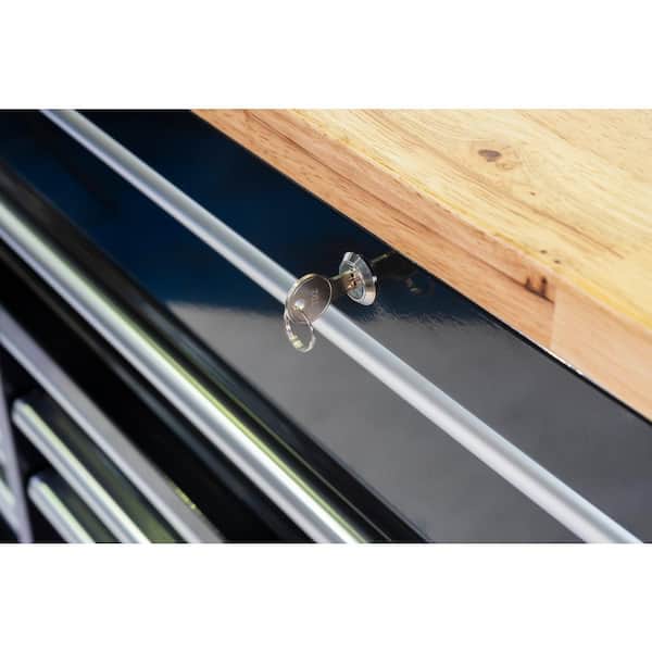 Husky 84 in. W 18 in. D 15-Drawer Mobile Workbench with Wood Top in Gloss Black