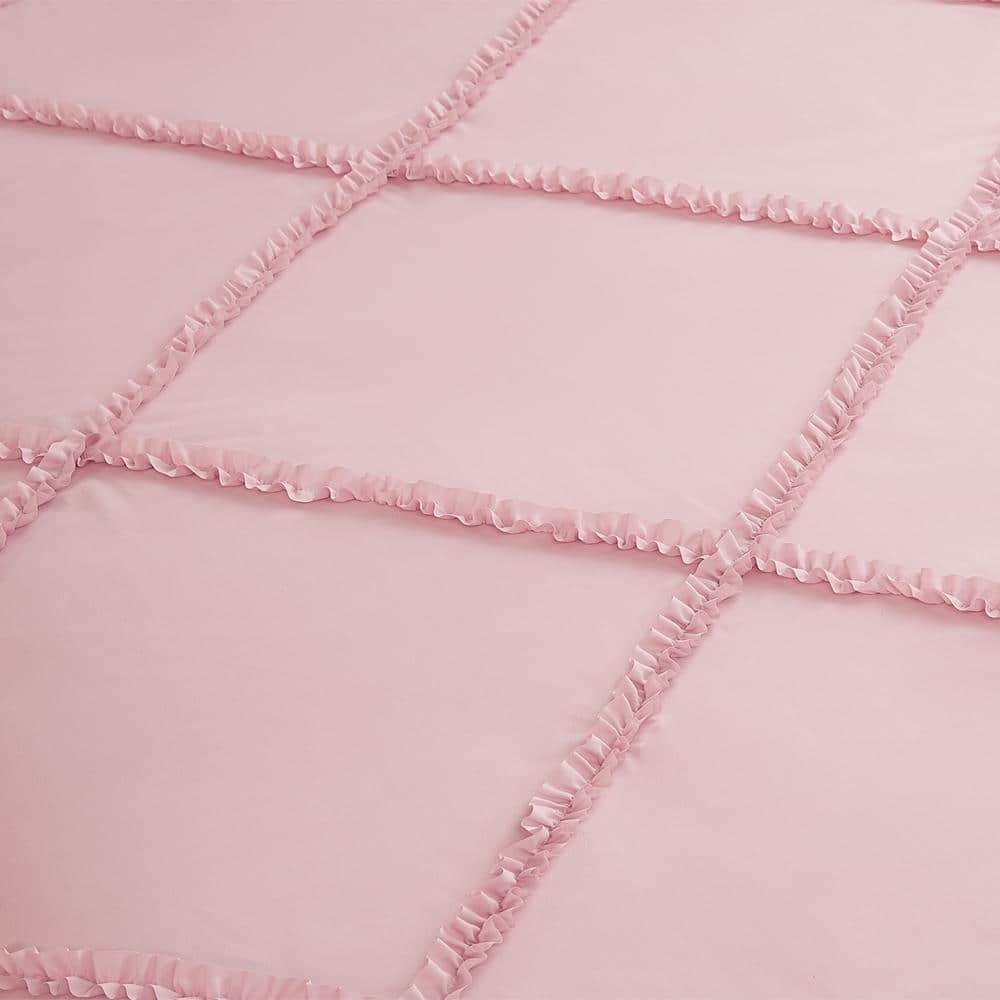Light Pink Twin Microfiber Reversible Comforter Set