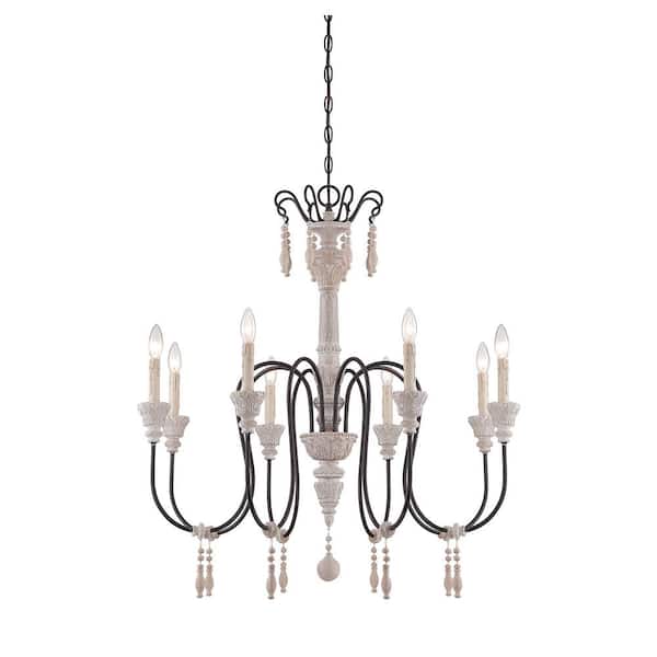 Savoy House Ayana 33 in. W x 36 in. H 8-Light White Washed Driftwood Chandelier