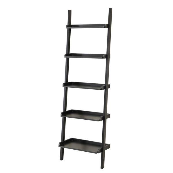 USL 72 in. Espresso Wood 5-shelf Ladder Bookcase