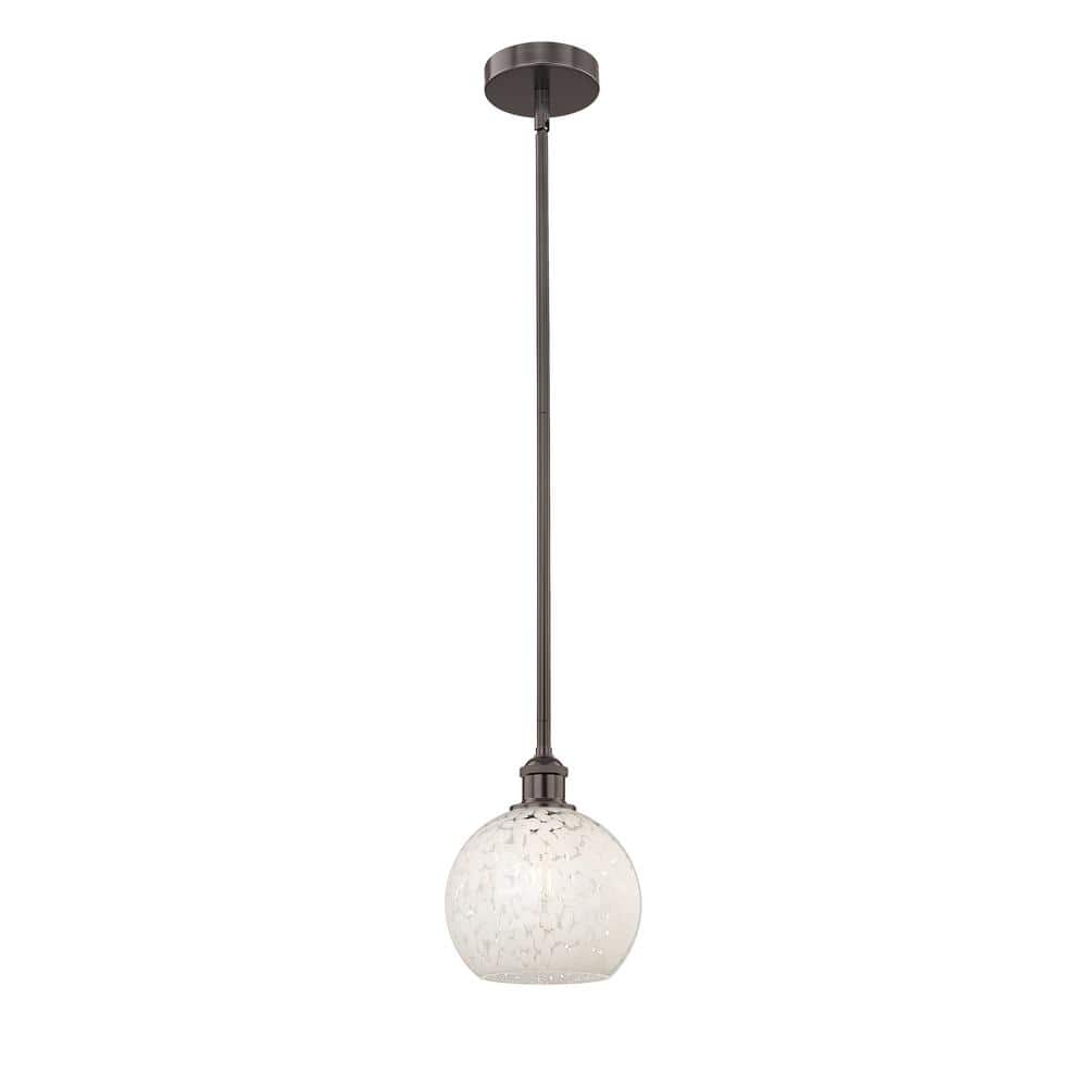 White Mouchette 100-Watt 1-Light Oil Rubbed Bronze Standard Mini Pendant Light with Painted Glass Shade price history on PriceWatchPro
