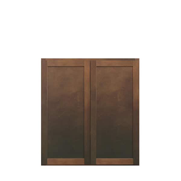 Amherst Shaker 33 in. W x 36 in. H x 12 in. D in Walnut Plywood Assembled Wall Cabinet