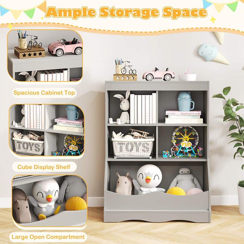 3-Tier White Children's Multi-Functional Durable Bookcase Toy Storage Bin Floor Cabinet - thumbnail 5