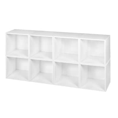 White Wood 8 Cube Organizer, 8 Cube Bookcase White