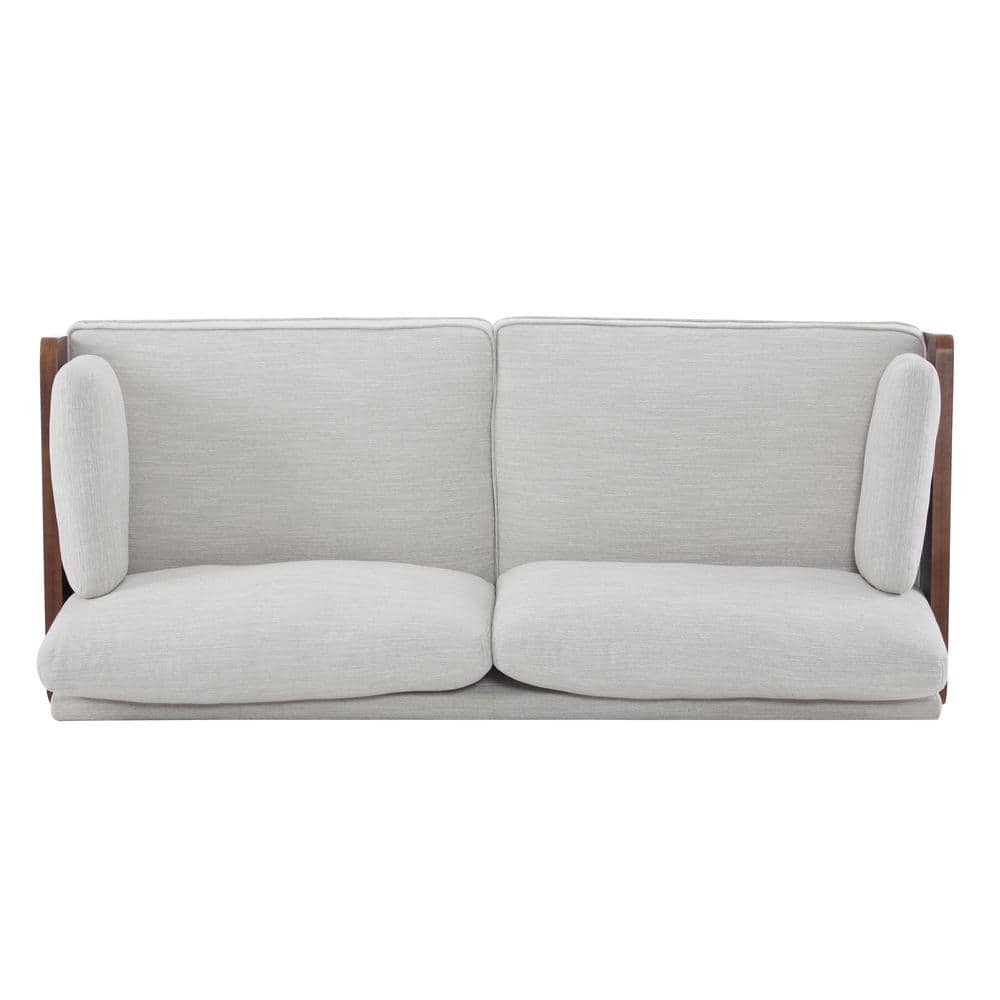 Beige Fabric 71.75" Lawson Sofa with Wood Frame and Track Arms