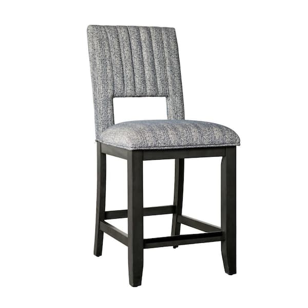 Benjara Manny Bluish Gray Wood Frame Counter Height Chair with Cushion (Set of 2)