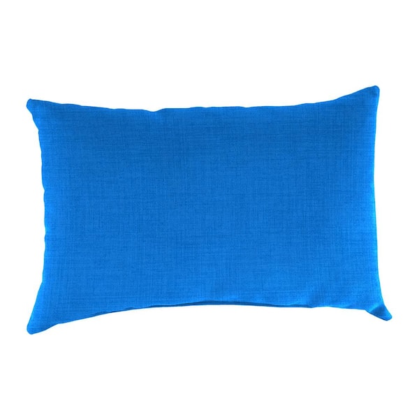 Jordan Manufacturing 12 inch x 18 inch Celosia Princess Blue Solid Rectangular Outdoor Lumbar Throw Pillow (2 Pack)