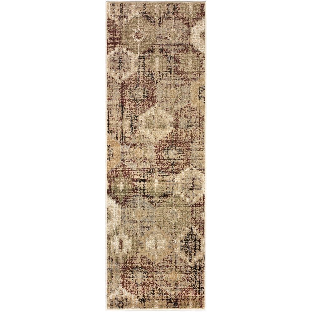 Area Rug Gold Diamond Pattern SUPERIOR Arabella Gold 2 ft. 7 in. x 8 ft. Modern Distressed Diamonds ...