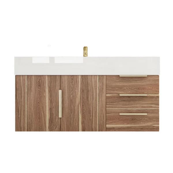 Bethany 42 in. W x 20 in. D x 22 in. H Single Sink Floating Bath Vanity in White Oak with White Acrylic Top