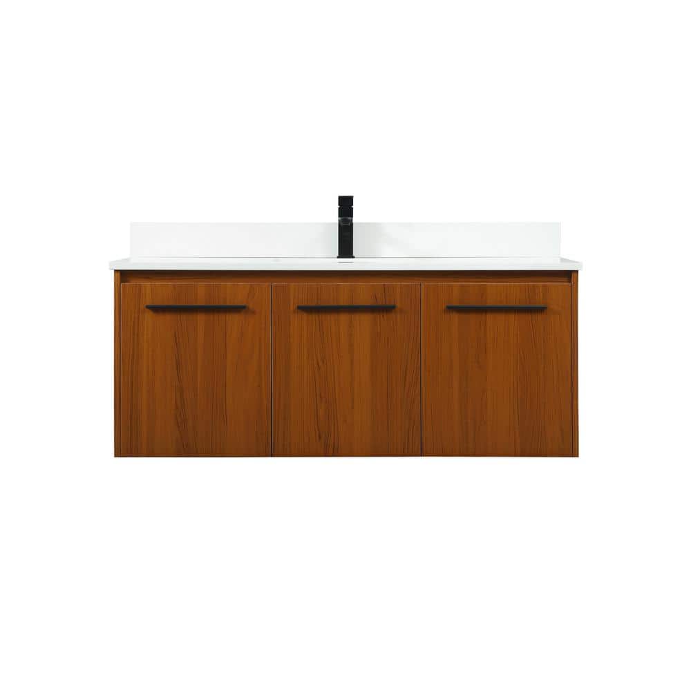 Timeless 48 in. W Single Bath Vanity in Teak with Engineered Stone Vanity T