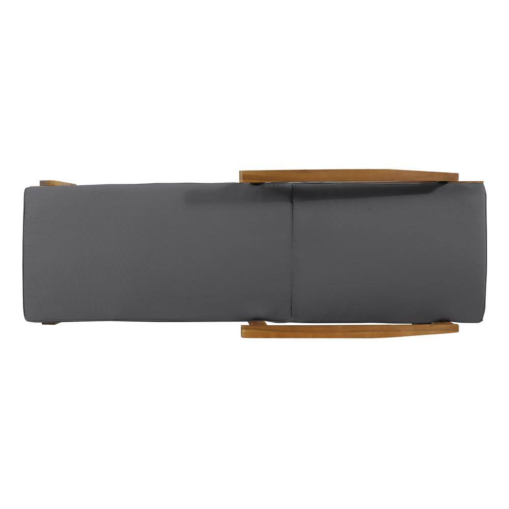 Teak and Dark Gray Acacia Wood Outdoor Chaise Lounge Set with Cushions