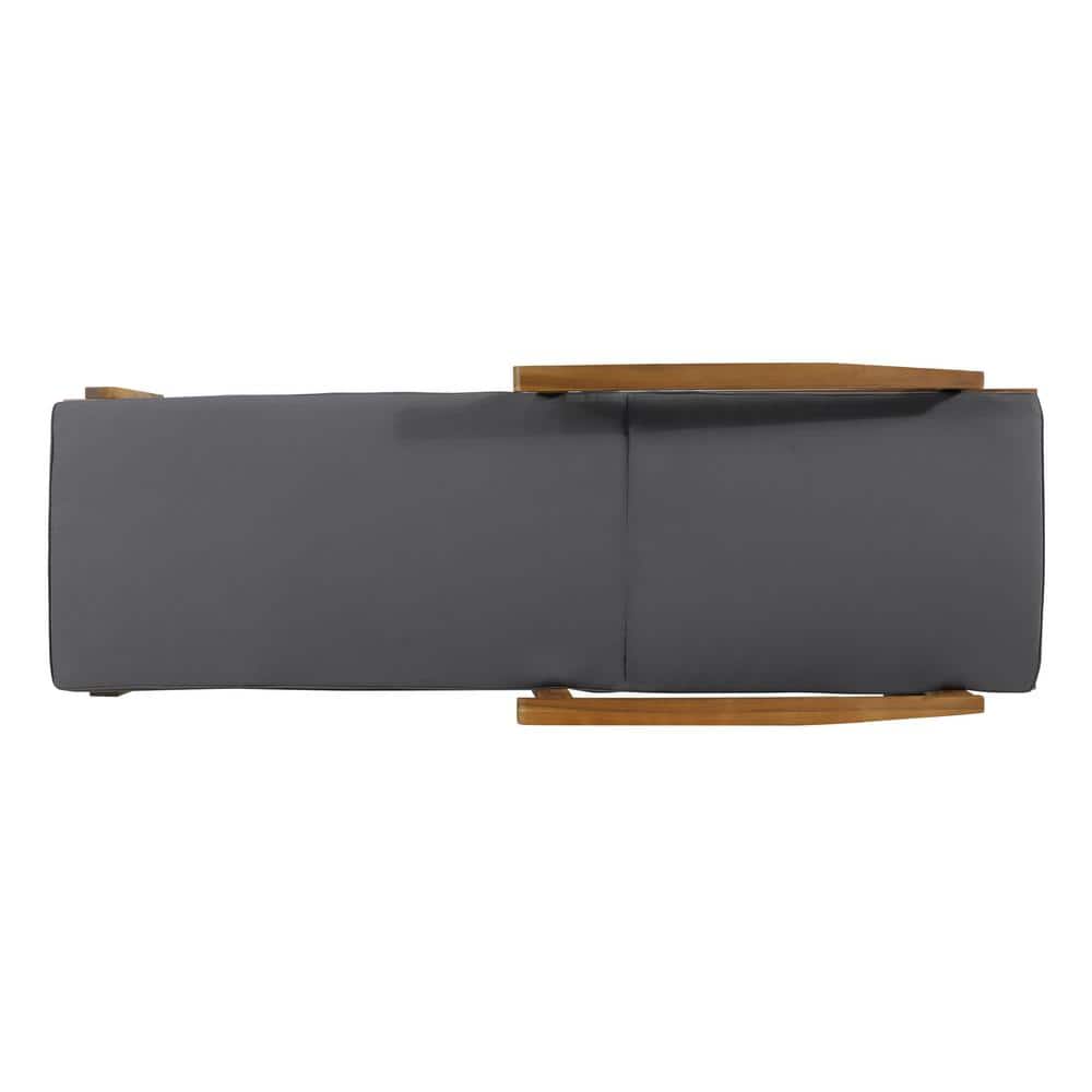Dark Gray Acacia Wood Adjustable Outdoor Chaise Lounge