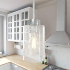 Hartland 1 Light Brushed Nickel Mini Pendant with Glass Shade Kitchen Light
