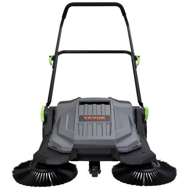 Walk-behind Floor Sweeper, 25.6" Width, Manual, 5-Gal Container, Adjustable Handle for Walkway/Yard/Garage/Patio.