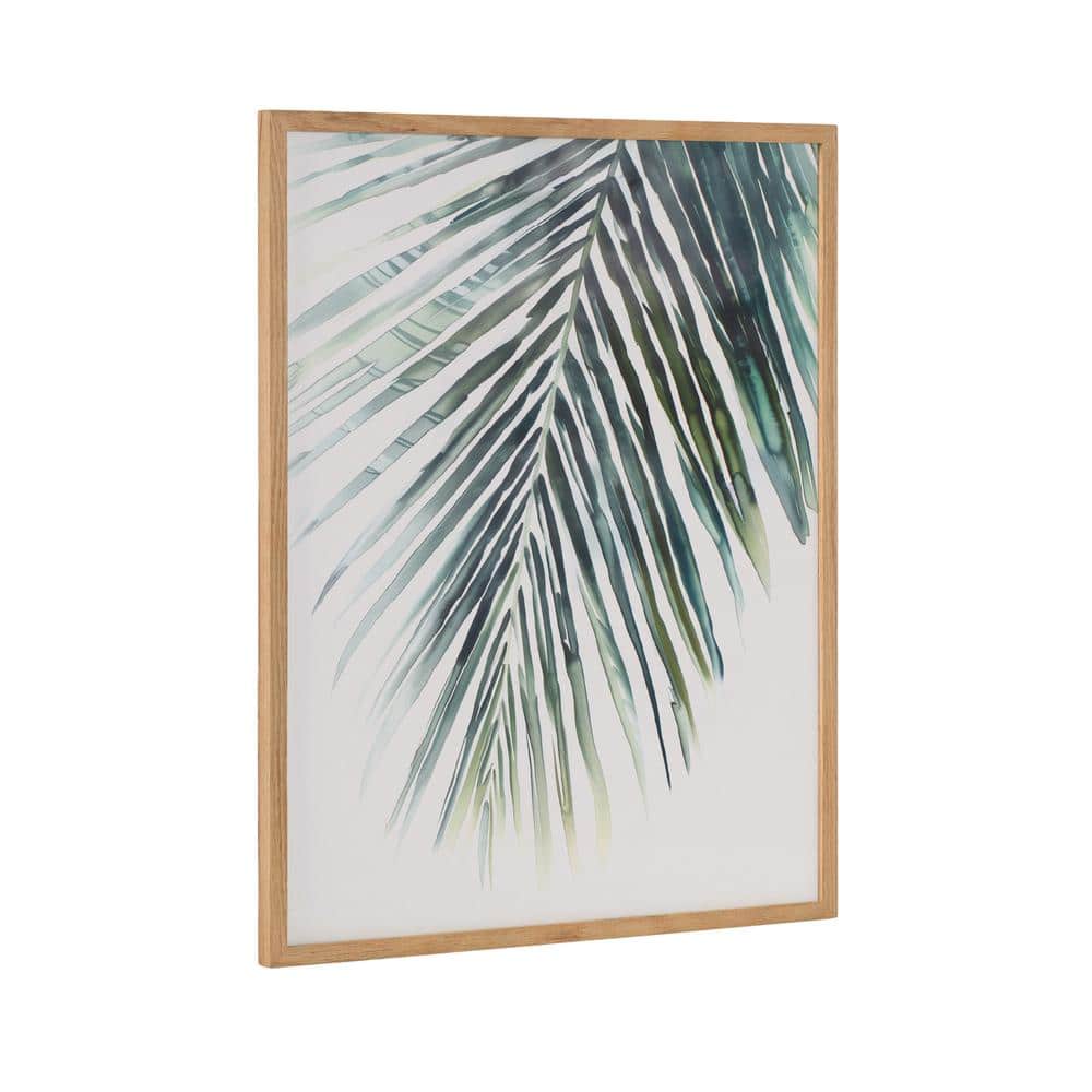 Natural Oak Framed Tropical Botanical Palm Print Art 16x20