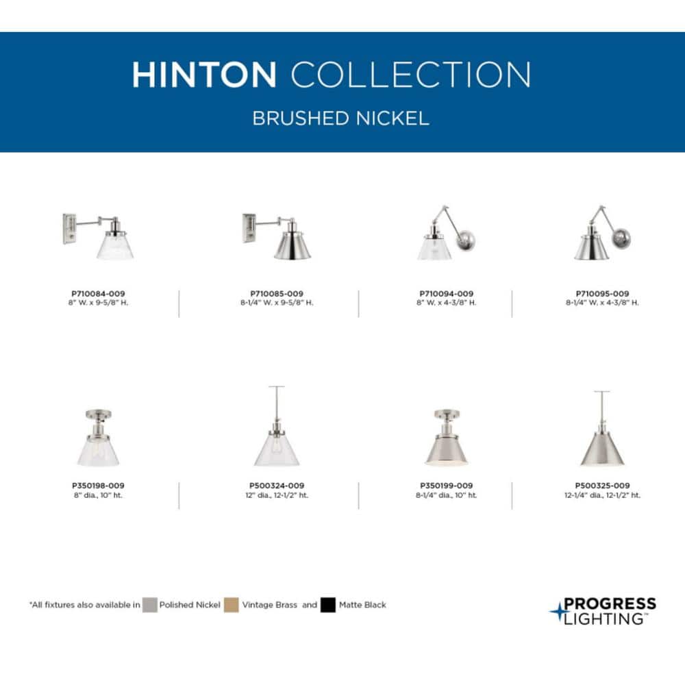 Hinton Brushed Nickel 1-Light Flush Mount with Seeded Glass Shade
