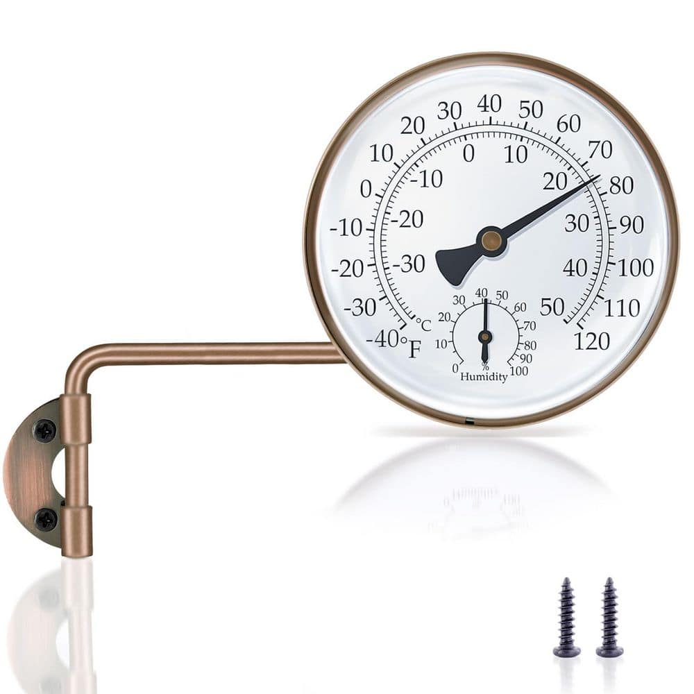 6 in. Brass Swivel Outdoor Thermometer, Analog Temperature Gauge with Humidity for Patio, Window and Greenhouse price history on PriceWatchPro