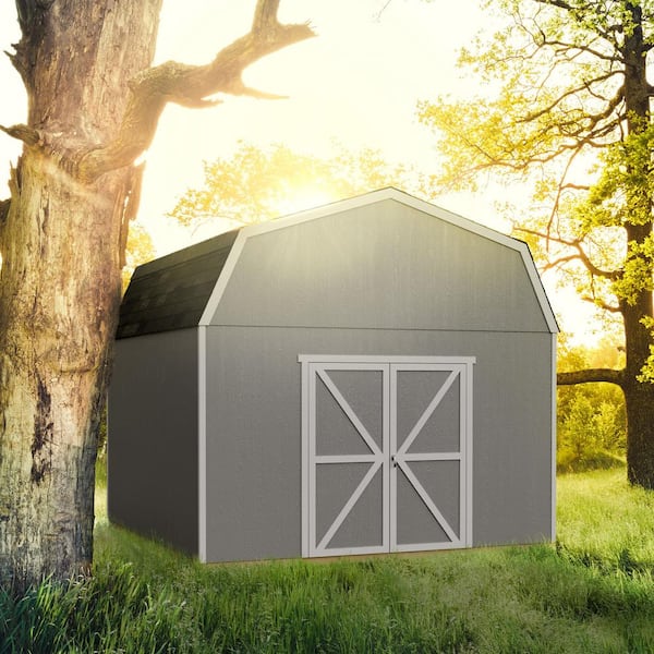 Handy Home Products Do-it Yourself Hudson 12 ft. x 12 ft. Wood Storage Shed with Smartside designed for exisitng cement pad (144 sq. ft.)