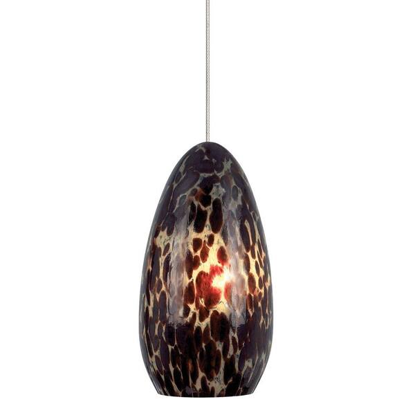 Generation Lighting Banja 1-Light Satin Nickel Dark Amber Xenon Hanging Mini Pendant
