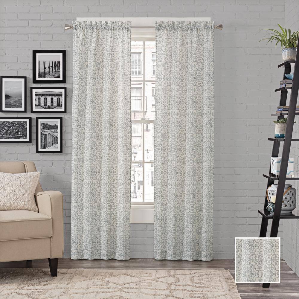 Spa Light Green Cotton Polyester Rod Pocket Window Panel Pair